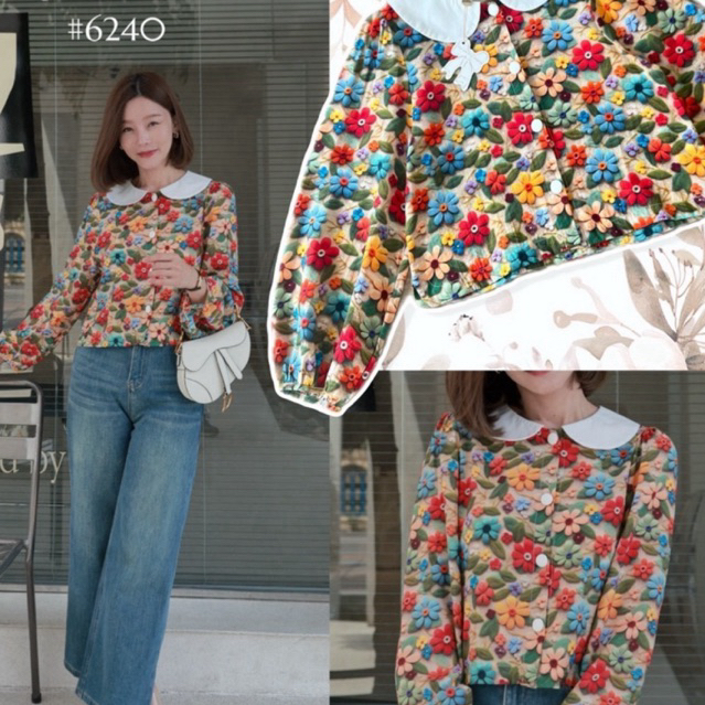 Password 6240 เสื้อคอบัวทรงสวย เนื้อผ้านุ่มเย็นสบาย