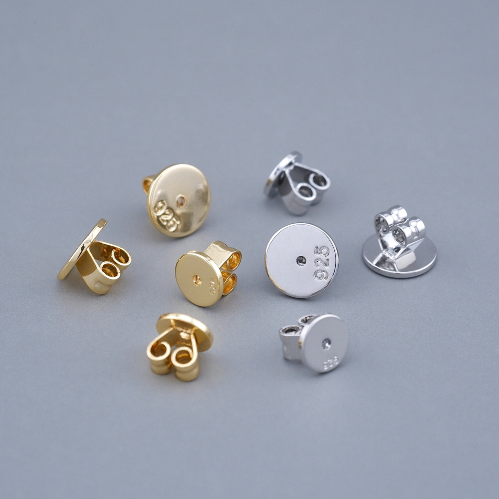 Kismet - Round Pad แป้นต่างหูโลหะ วงกลม ขนาด 6-8 มิล สีทอง (Gold) วัสดุโลหะ Silver Alloy ชุบทองคำขาวโรเดียม | KM009-GD - รูปที่ 3