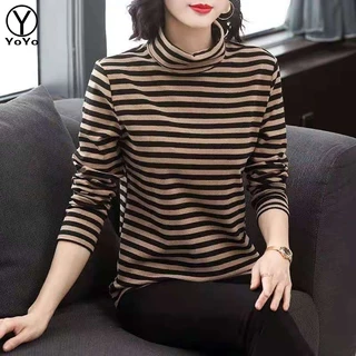 YOYO เสื้อยืดแขนยาวคอเต่า เสื้อผ้าแฟชั่นสไตล์เกาหลี แบบเรียบๆทันสมัย ใส่อุ่นกันหนาว รุ่น2837