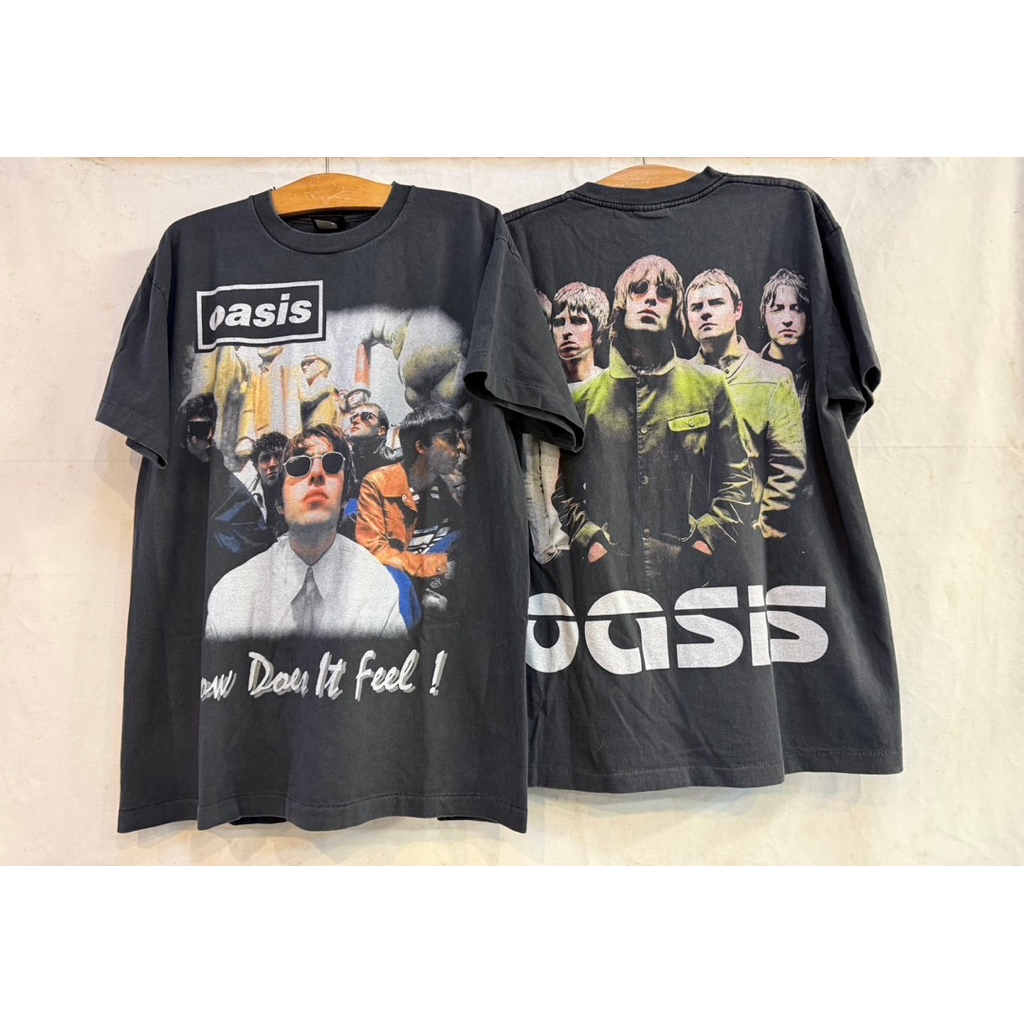 oasis เสื้อทัวร์ ป้ายusa วินเทจ วงร็อค ผ้าฟอกเฟดbio