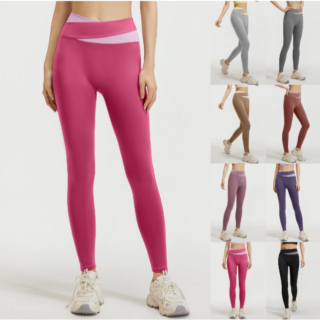 (S-3XL) กางเกงโยคะขายาว สีทูโทน กางเกงเลกกิ้ง กางเกงออกกำลังกายผู้หญิง รุ่น YOGA-044