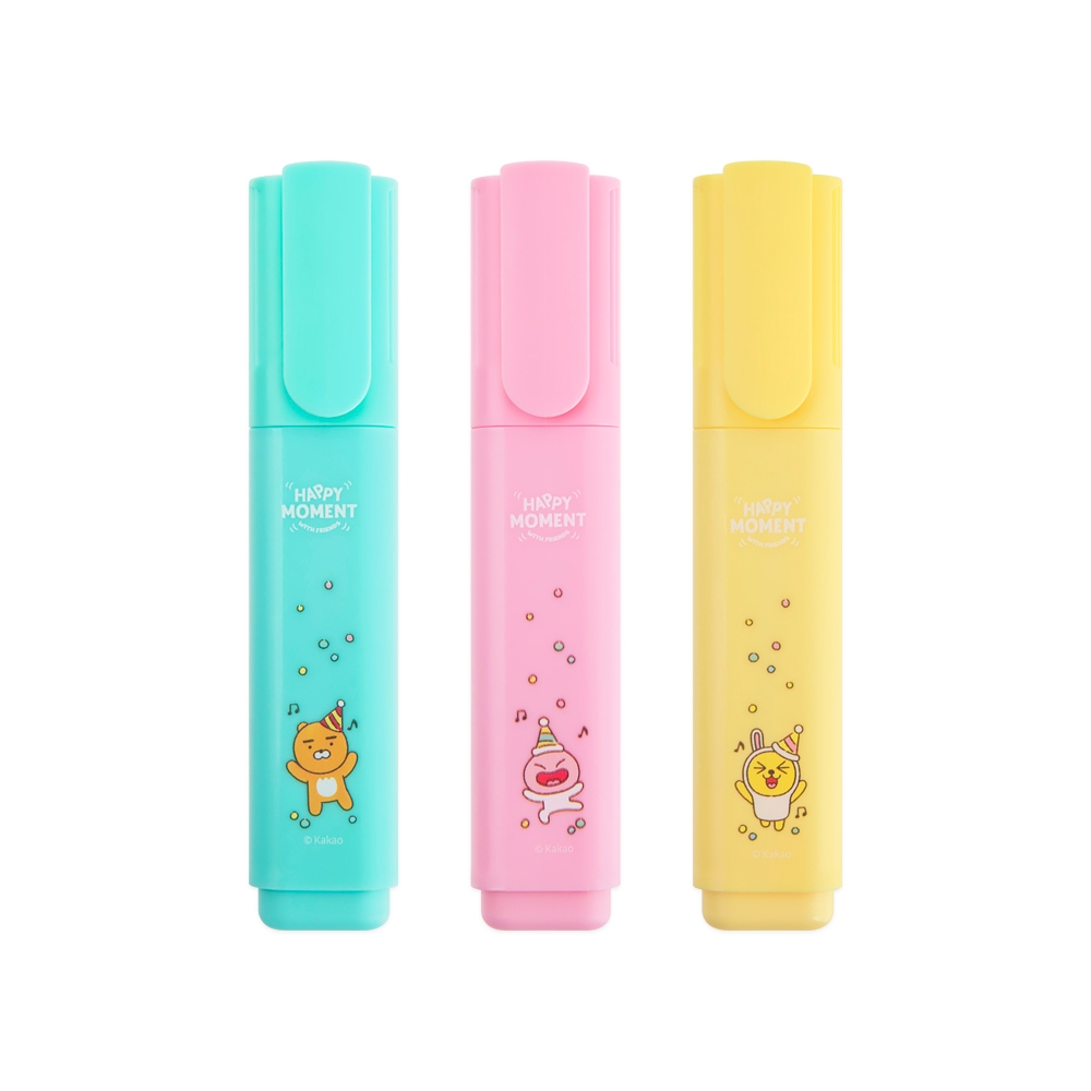 Kakao KF Happy Moment Mild Highlighter 3 Color Set ปากกาไฮไลท์ชุด 3 แท่ง