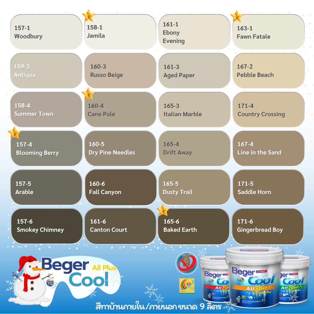 Beger สีน้ำตาล คูลออลพลัส ขนาด 9 ลิตร กึ่งเงา ด้าน สีทาบ้าน เบเยอร์ สีบ้านเย็น สีน้ำอะคริลิคแท้