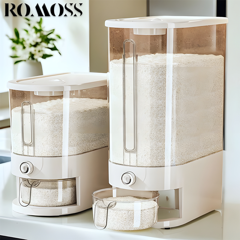ROMOSS ถังใส่ข้าวสาร ถังข้าวสาร 5KG/10KG กล่องใส่ข้าวสาร  กล่องเก็บอาหารแห้ง ข้าวจะไหลออกมาเอง
