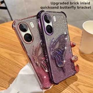 เคส ขาตั้ง ผีเสื้อ สำหรับ Redmi15 A5 A7 A7Pro และ POCO C71 C81Pro เคส ป้องกันกล้อง ผีเสื้อ กริตเตอร์ น่ารัก ตั้งได้