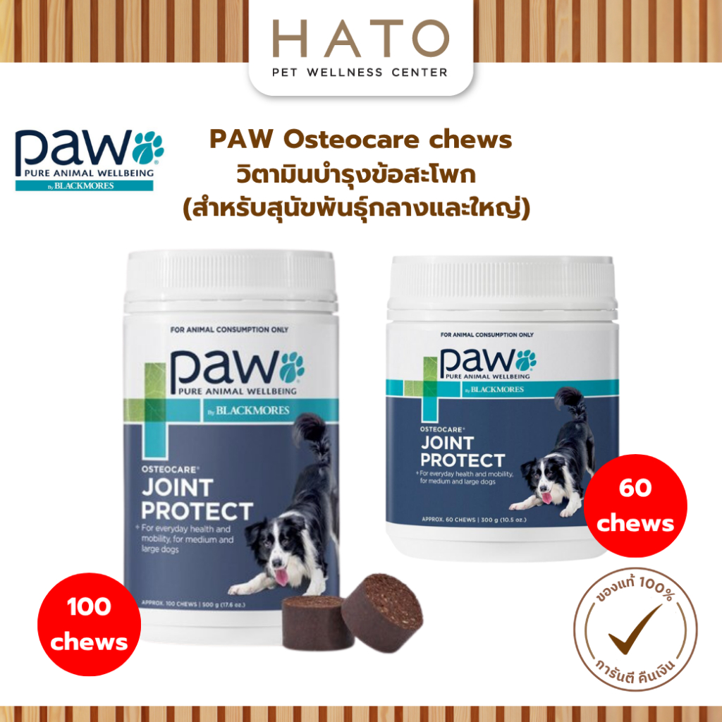 PAW by Blackmores Osteocare Joint Protect บำรุงกระดูกและข้อ สำหรับสุนัขพันธุ์กลาง-ใหญ่ (แบบเคี้ยว)