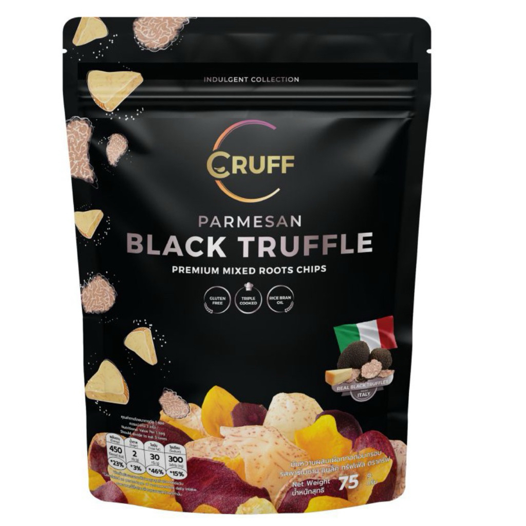 CRUFF Seasalt28g./ Black Truffle 28g/ Paprika/Parmesan Black Truffle75g/Chili Black Truffle 75g/Truffle 28g/Paprika 28g