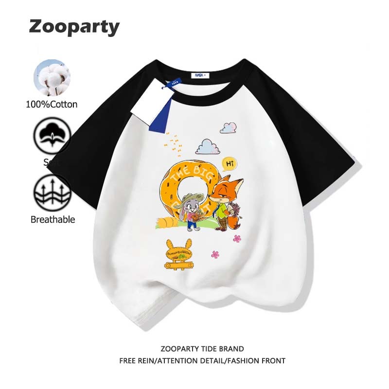เสื้อเด็ก Zootopia เสื้อยืดแขนสั้นเด็กลายการ์ตูนน่ารัก 100% cotton ใส่สบาย นุ่ม เสื้อยืดแขนสั้น(ส่งเร็ว จัดส่งจากไทย)