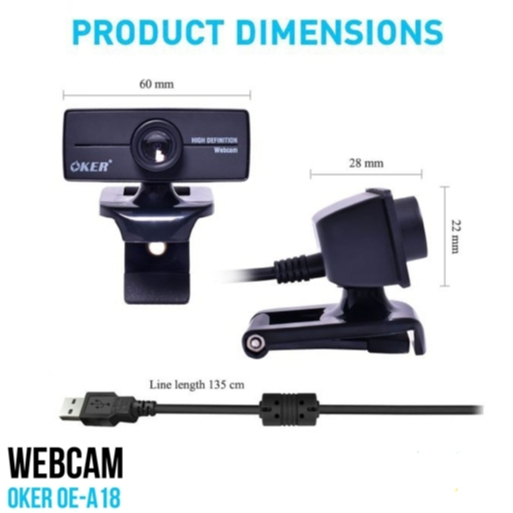 OKER OE-A18 720P Webcam OKER OE-A18 720P Resolution 1280 x 720 Frame rate 30fps กล้องเวปแคม