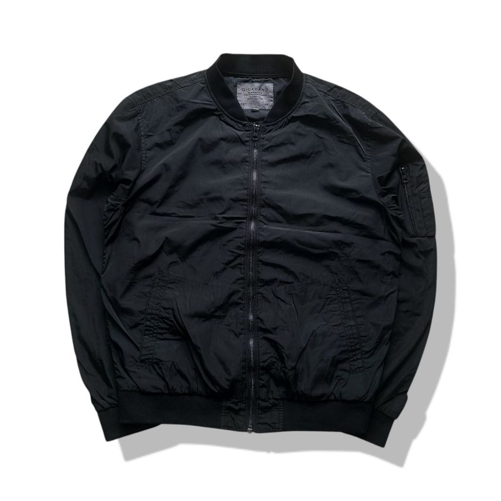 Giordano Black Bomber Jacket(L) มือสอง รอบอก 43”