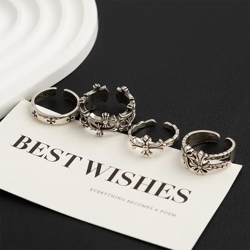 [จัดส่งจากกรุงเทพฯ] แหวนเปิดไขว้สไตล์พังค์ แหวนผู้ชายดีไซน์ย้อนยุคสีเข้ม หรูหรา น้ำหนักเบา แหวนผู้หญิง - รูปที่ 7