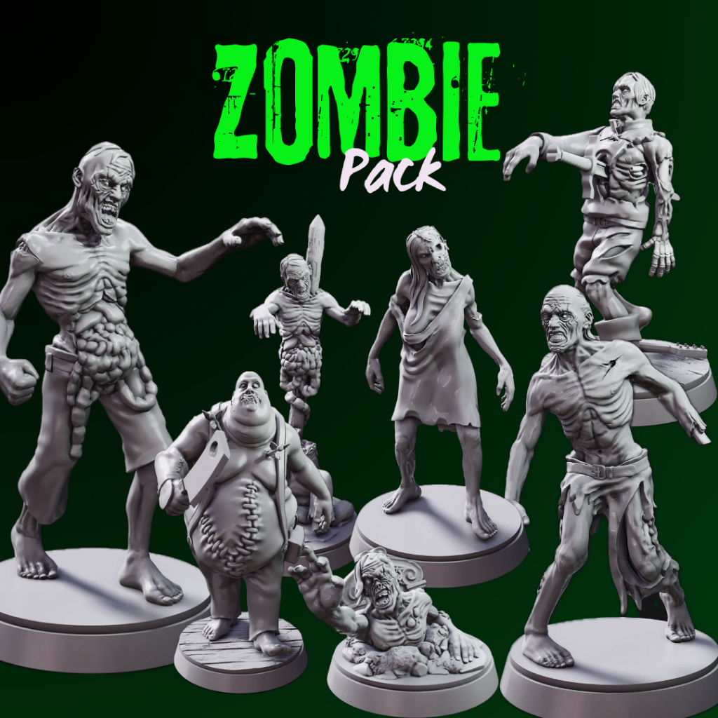 DND Monster I Zombie Pack (งานเรซิ่นสีเทา) ฐาน 1 นิ้ว