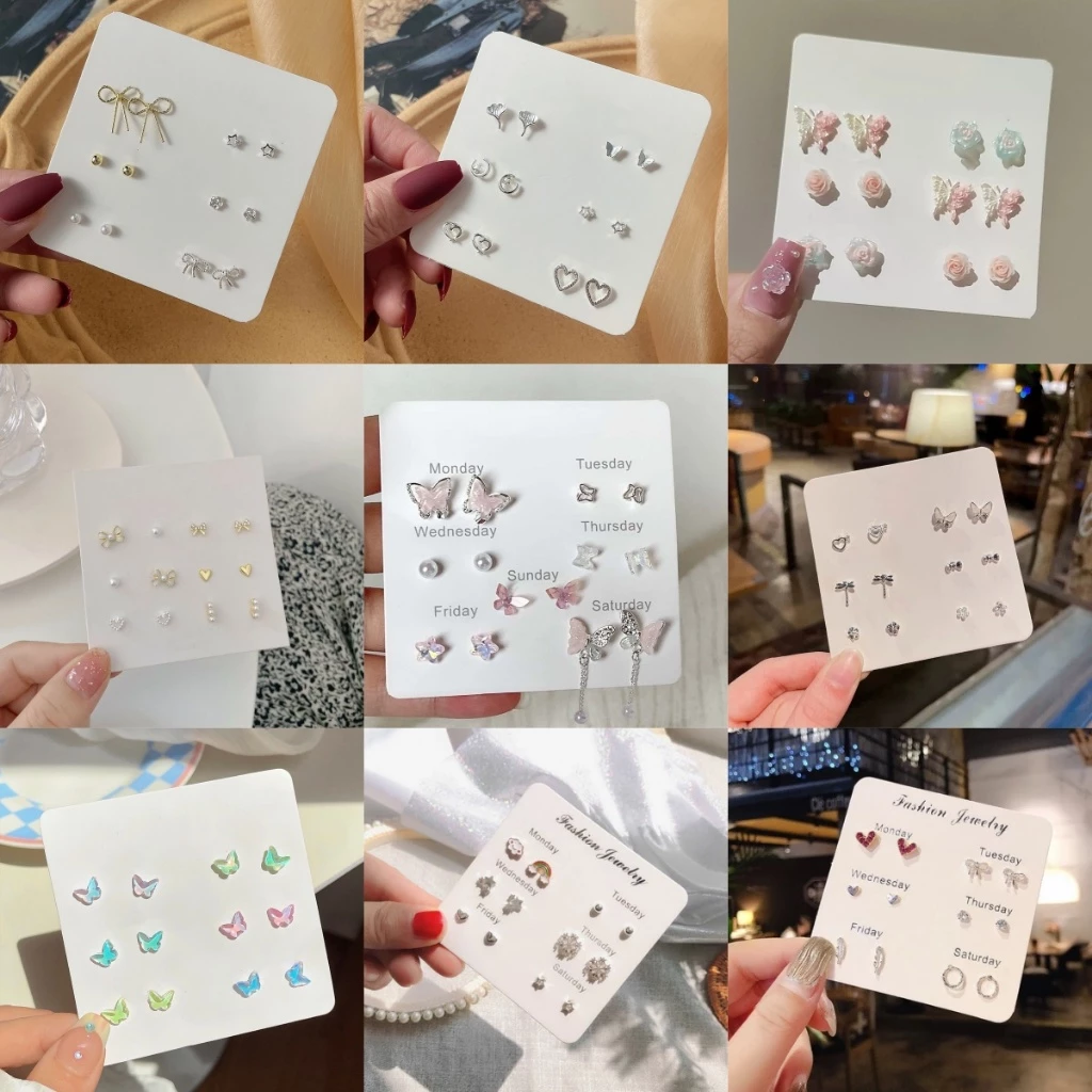 Colorfield ต่างหูสตั๊ดโบว์ 6 คู่ ไข่มุก เกาหลี ระดับไฮเอนด์ ละเอียดอ่อน ผู้หญิง แฟชั่น เครื่องประดับ ของขวัญวันหยุด-COD