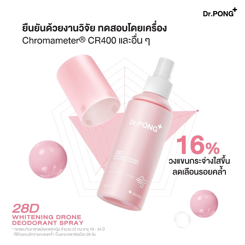 Dr.PONG 28D WHITENING DRONE deodorant spray สเปรย์ระงับกลิ่นกาย ผิวรักแร้กระจ่างใส 24hours Odor control thumbnail 4