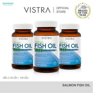 [เซ็ท 3 ขวด 300 เม็ด] VISTRA Salmon Fish Oil - วิสทร้า น้ำมันปลาเซลมอล 145.91กรัม (100 เม็ด/ขวด)