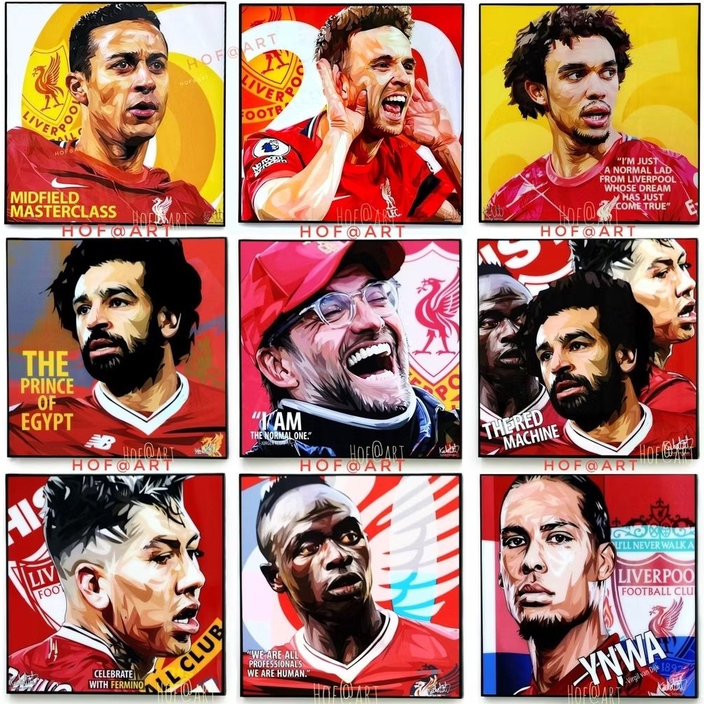 รูปภาพ Liverpool ลิเวอร์พูล​ หง​ส์แดง​ YNWA Klopp Salah ซาลาห์ Gerrard รูปภาพ​ติด​ผนัง​ pop art ฟุตบอล​ กรอบรูป football