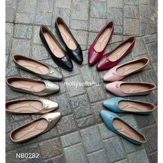 ์ฺNB0282 แนะนำ+1 ไซด์รองเท้าทรงแฟลตหัวแหลม แต่งอะไหล่มินิมอล…