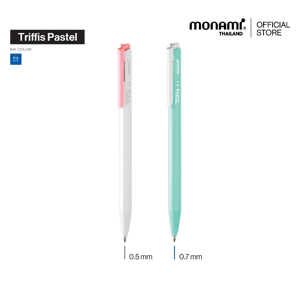 Monami ปากกาลูกลื่น รุ่น Triffis ด้ามสีพาสเทล ขนาดเส้น 0.5 มม. และ 0.7 มม.