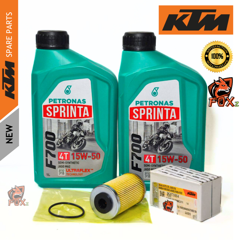 ชุดถ่ายน้ำมันเครื่องKTM ฟรี O-ringกันซึ่ม  F700 PETRONAS  15W50 KTM DUKE RC 200/250/390