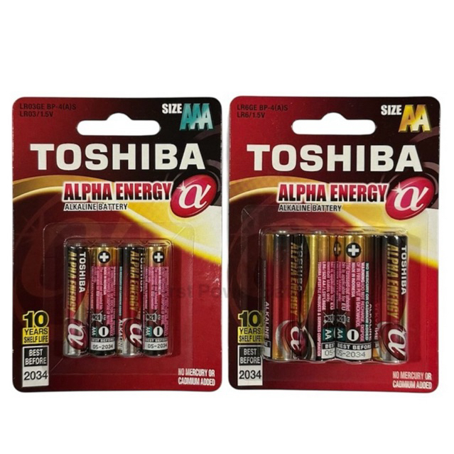 ถ่านTOSHIBA alkaline AAหรือAAAแพค4ก้อน(ALPHA ENERGY)ของแท้ ออกใบกำกับภาษีได้