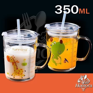 ถ้วยน้ําขนาด, ถ้วยตวงแก้วมิลลิลิตร, 350 มล., อุ่นได้, ทนต่ออุณหภูมิสูง, มีฝาปิด, พร้อมหลอดดูด, ถ้วยนมผงการ์ตูน, ถ้วยฟาง