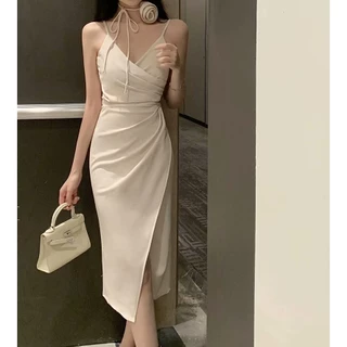 เดรสสีขาว งานแต่ง ชุดน่ารักสไตล์เกาหลี เจ้าหญิง ชุดราตรี ผู้หญิง แฟชั่น เดรสน่ารัก ไปทะเล