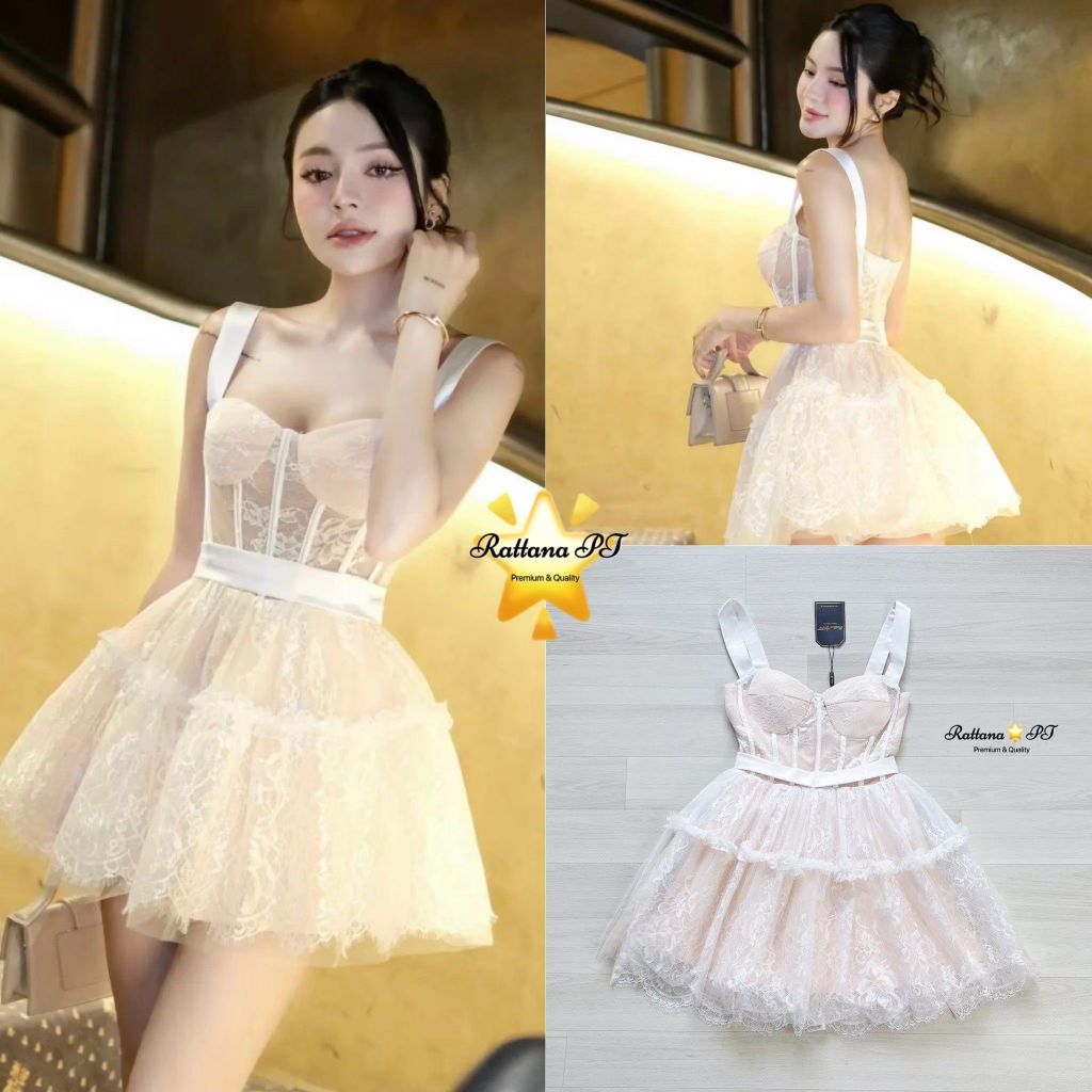 Rattana PT BRAND RTN235 ชุดมินิเดรสลูกไม้ทั้งชุด