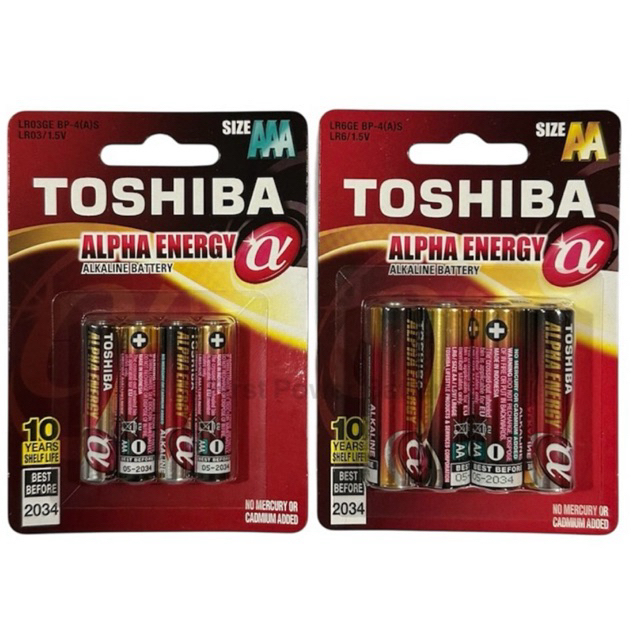 ถ่านALKALINE ALPHA ENERGY TOSHIBA ชุด8ก้อน(เลือกAAหรือAAA)