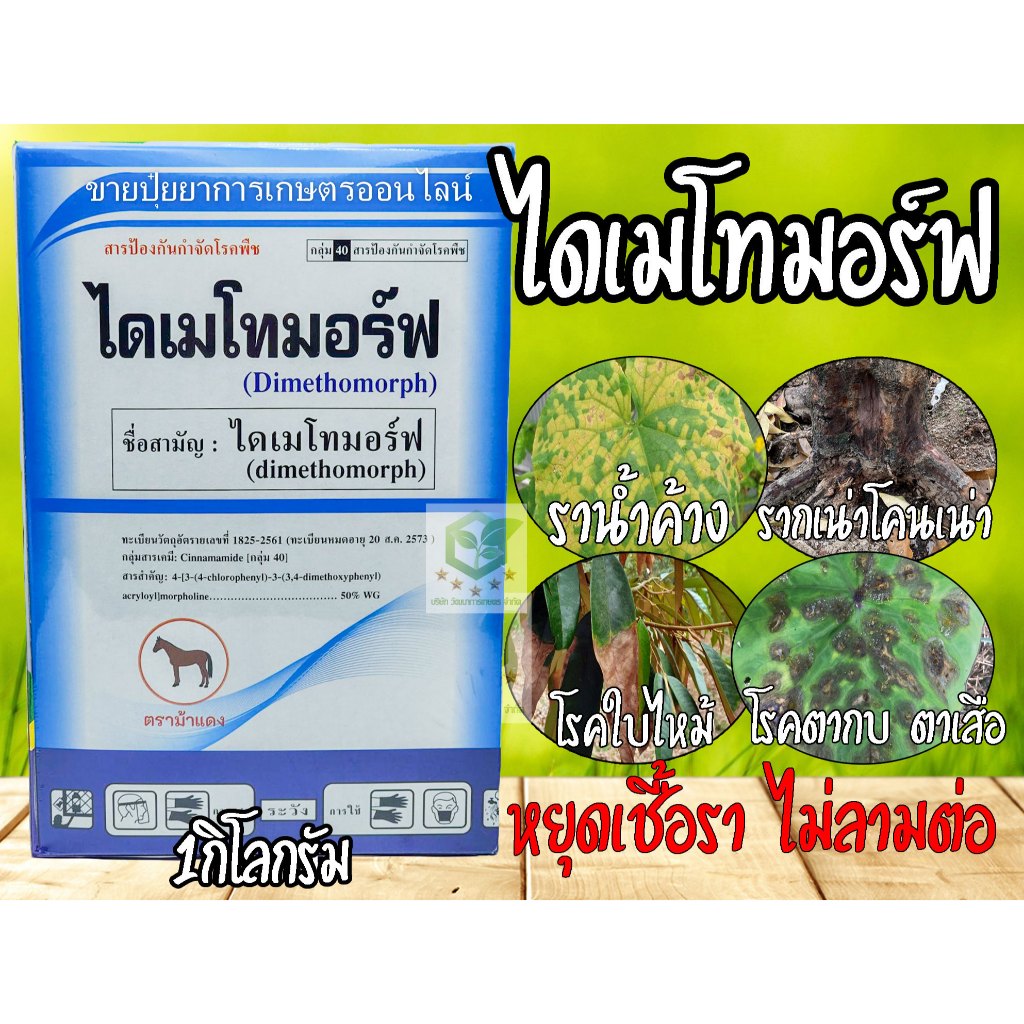 1กิโล โคมอร์ฟ ไดเมโทมอร์ฟ 50% สารเดียวกับ ฟอรัม สารป้องกันและกำจัดโรคพืช ราน้ำค้าง ใบไหม้ ใบลาย ตากบตาเสือ เชื้อราต่างๆ