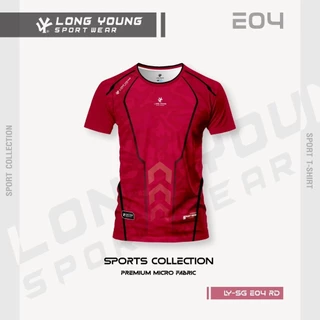 LONG YOUNG เสื้อกีฬา พิมพ์ลายหน้าเดียว คอกลม เสื้อออกกำลังกาย ชุดออกกำลังกาย รุ่น //E04