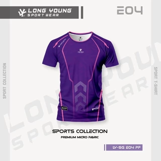 LONG YOUNG เสื้อกีฬา พิมพ์ลายหน้าเดียว คอกลม เสื้อออกกำลังกาย ชุดออกกำลังกาย รุ่น //E04