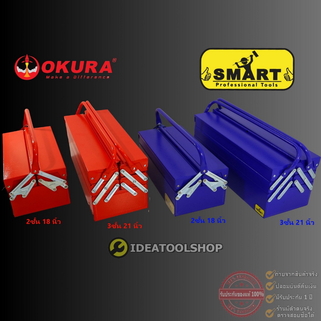 ถูกที่สุด!! กล่องเครื่องมือ อเนกประสงค์ 2 , 3 ชั้น แบบหนา ของ OKURA SMART  ลังเครื่องมือ กล่องใส่อุปกรณ์ กระเป๋า กล่อง