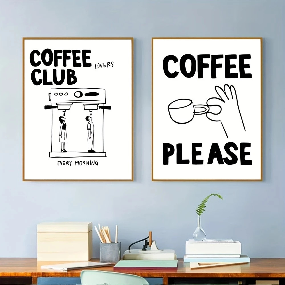 (พร้อมส่งจากไทย ภาพรวมกรอบ) Coffee Club โปสเตอร์เอสเปรสโซ, ศิลปะ กาแฟ, พิมพ์บาร์กาแฟ ร้านกาแฟ