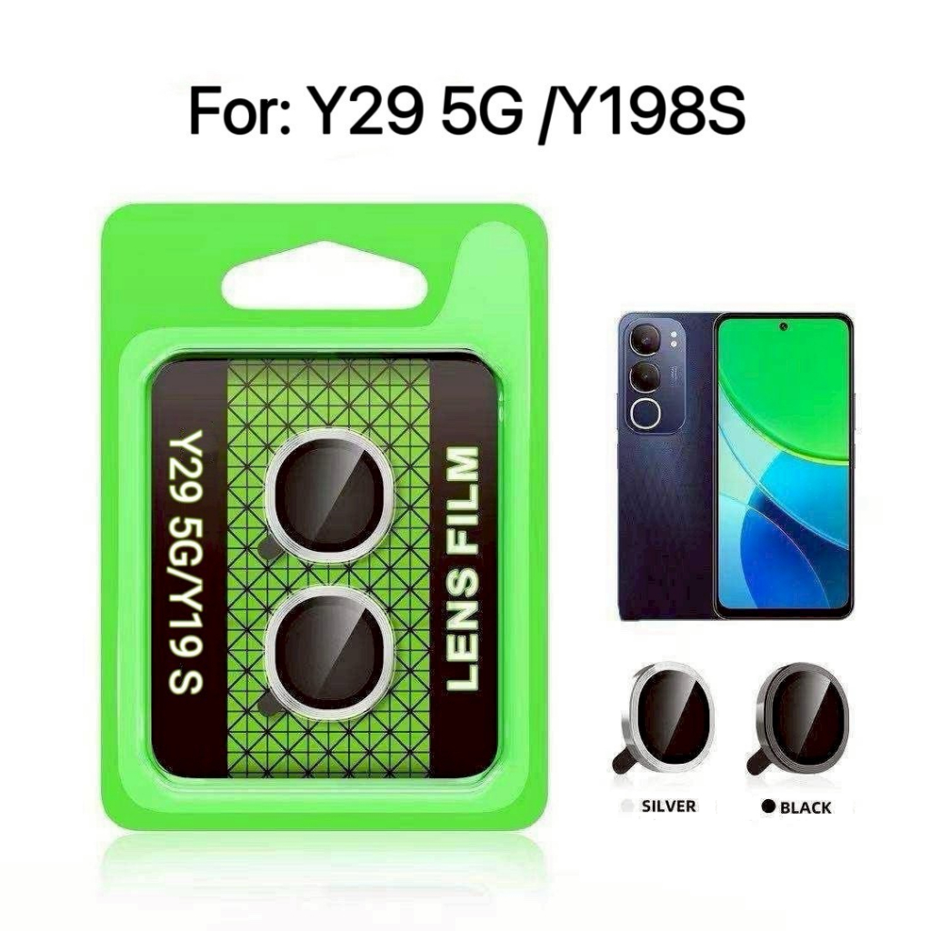 JC168ฟิล์มเลนส์กล้องแบบใหม่ แบบมีบล๊อก(เขียว) ติดง่าย แค่วาง สำหรับ VIVO Y29s 5G Y04 V40 V40Pro Y17S