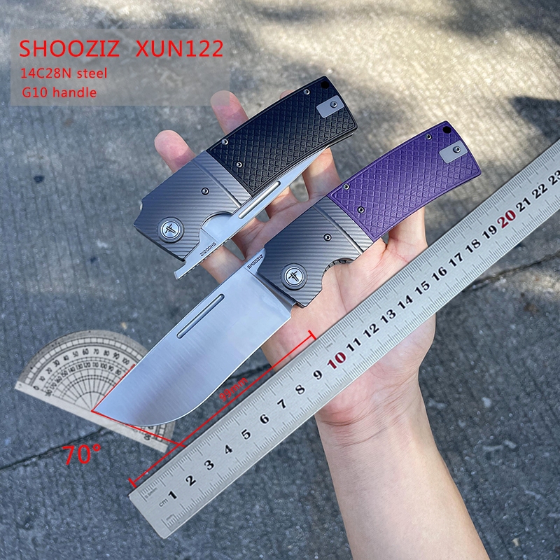 SHOOZIZ XUN122 นำเข้า Sandvik เหล็ก 14C28N M390 มีดพับตั้งแคมป์กลางแจ้ง