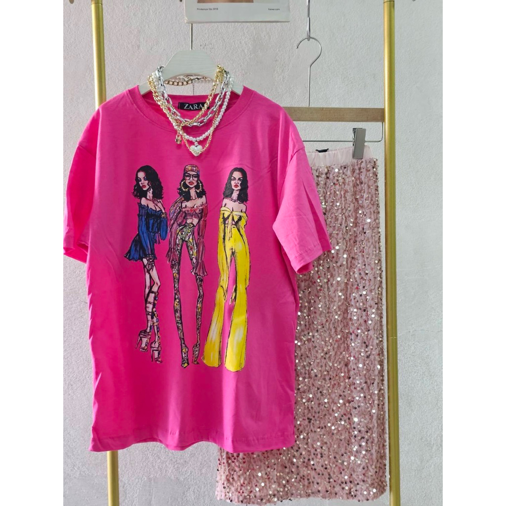 SIS.ON | พร้อมส่ง Oversize เสื้อยืดโอเวอร์ไซส์ No.23 (ผู้หญิง3 ผมหยิก) ราคา ถูกที่สุด ดีลบีเคเค แกลเลอรีภาพที่ 2
