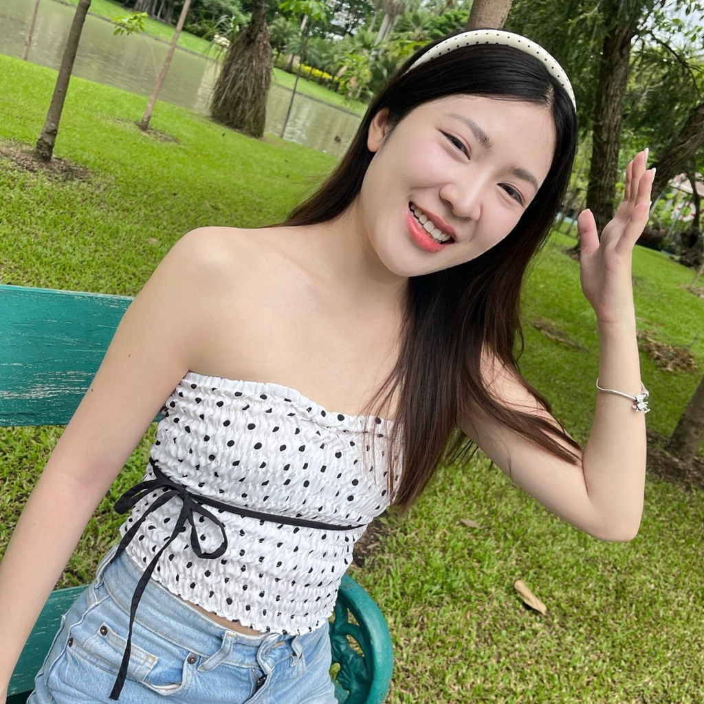 Polka Dot เสื้อเกาะอกลายจุดผูกโบว์สีดำ 👛✨