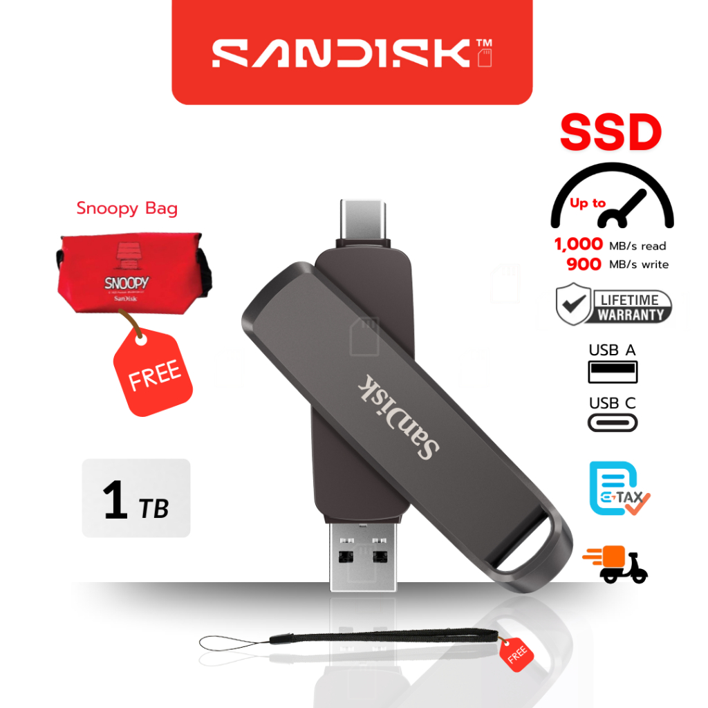 Dual Drive SSD SanDisk Extreme PRO USB TypeA-TypeC ความจุ 512GB 1TB 2TB ( SDDDE1 ) FlashDrive SSD