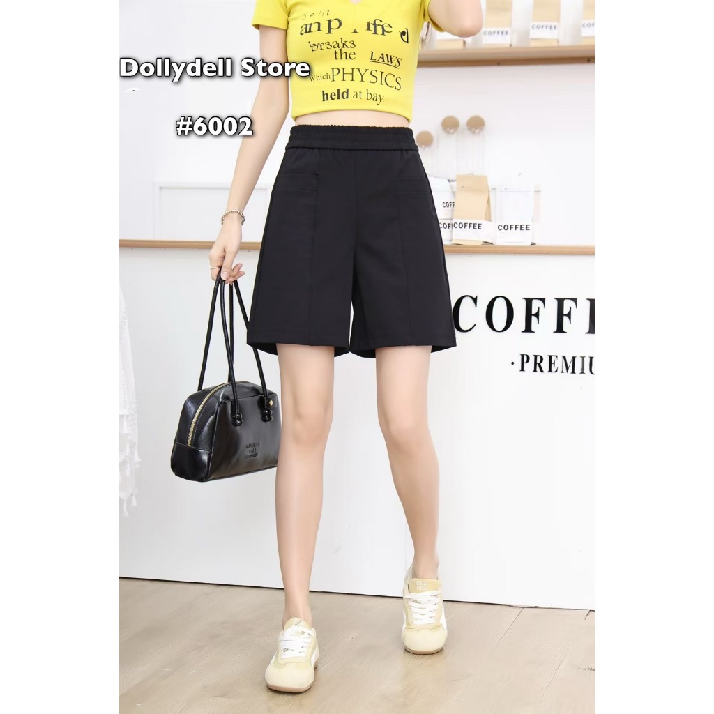 กางเกงขาสั้นDolly รุ่น#6002 เอวยางยืด มีกระเป๋าจริงด้านหน้า เนื้อผ้ายืดได้ ใส่สบายทรงสวย