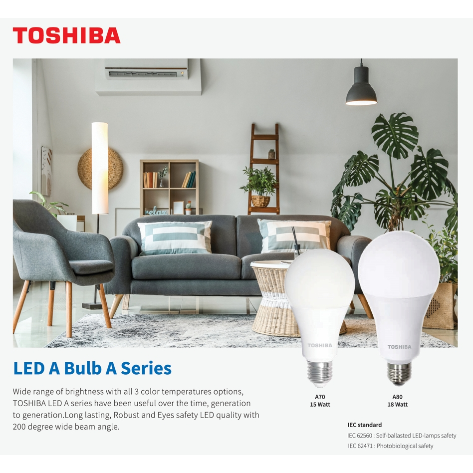 LED A-Bulb A70 15W DL/WW , A80 18W DL/CW/WW E27 Toshiba