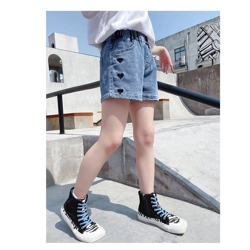 🇹🇭พร้อมส่งไทย🔥 กางเกงขาสั้นเด็กผู้หญิง งานผ้ายีนส์ ตรงปก งานสวยถ่ายจากรูปจริง มีไซส์110-150cm