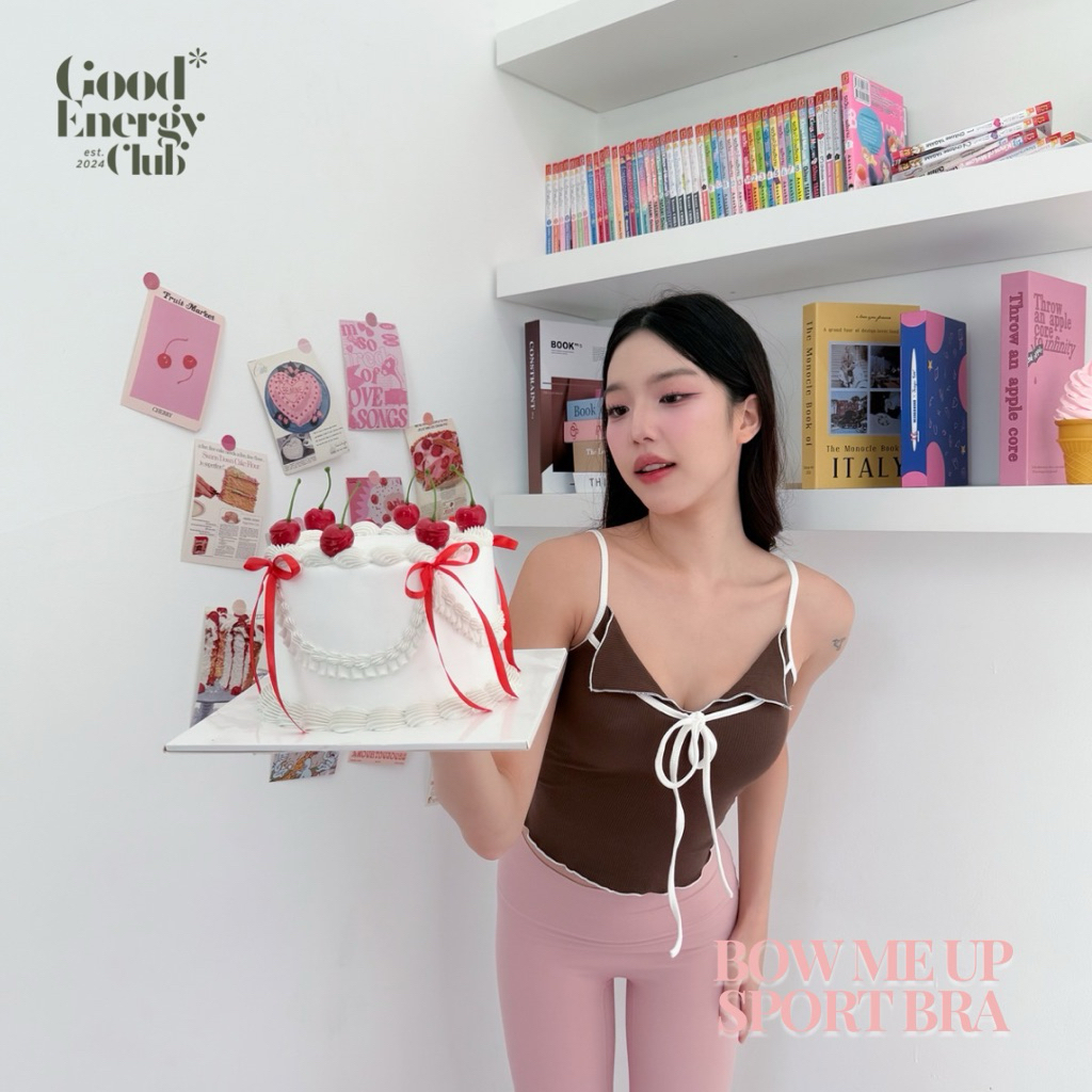 GOOD ENERGY CLUB - BOW ME UP SPORT BRA[0018] สปอร์ตบราสายเดี่ยว ดีเทลโบว์ผ้าร่อง (11A-11D) - รูปที่ 5