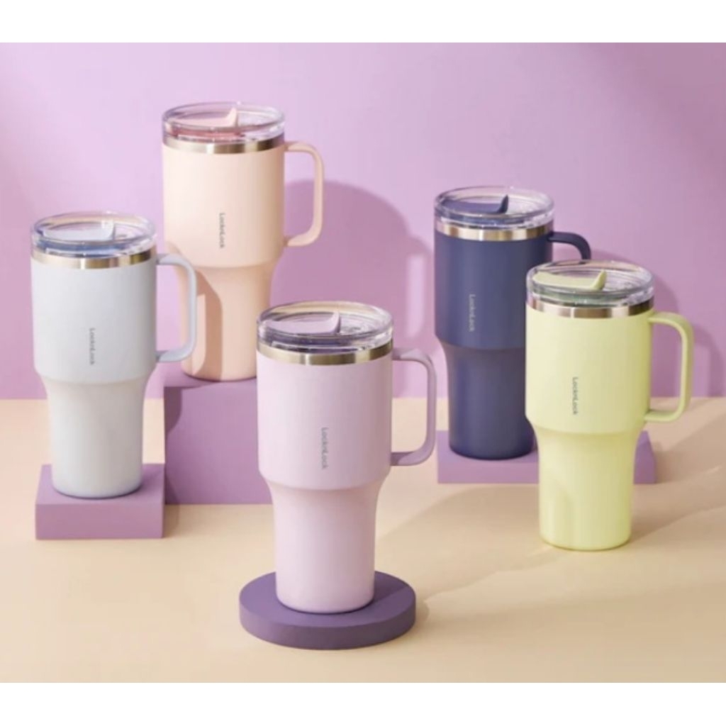 (แถม!!ขวดน้ำมีหลอด159฿) แก้วน้ำเก็บอุณหภูมิ LocknLock Metro King Tumbler สีพาสเทล ความจุ 820 ml. รุ่