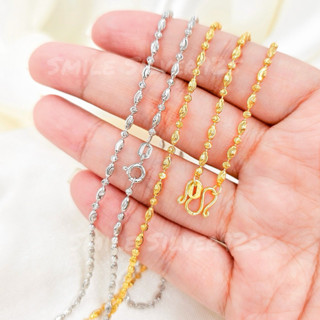 สร้อยคอ  ชุบทอง 18k/ ชุบทองคำขาวลาย  หยาดมูน (เม็ดข้าวตัดลาย…