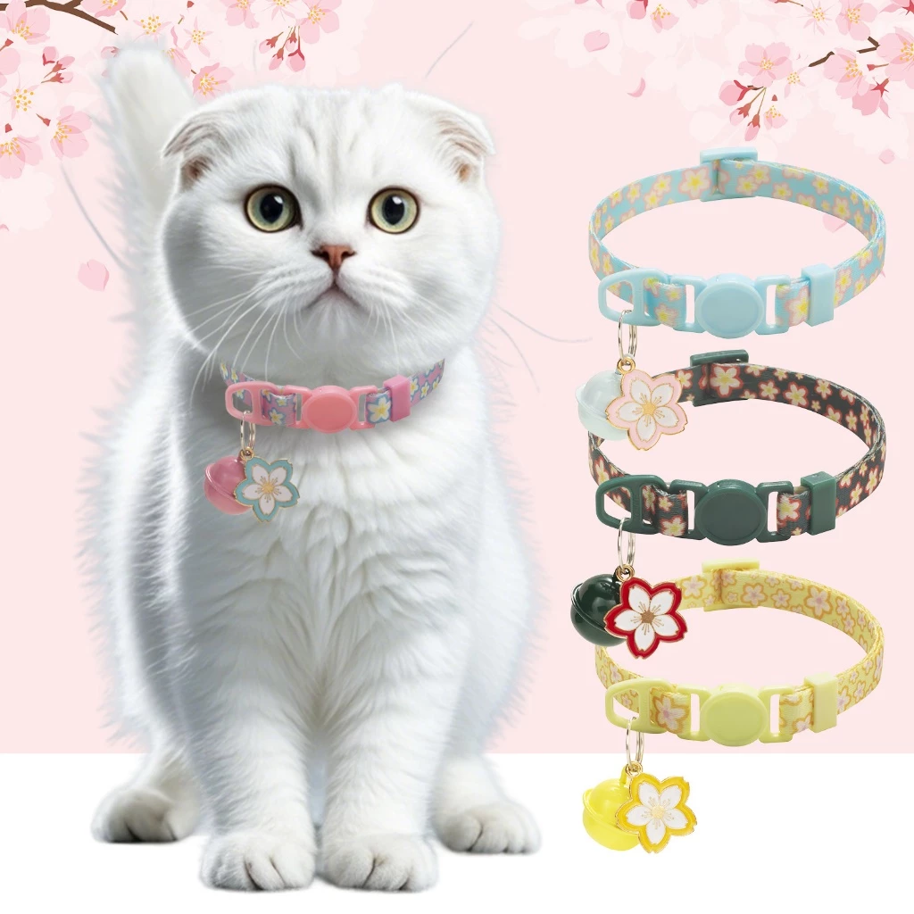 yoyopet ปลอกคอแมว ลายซากุระ สีพาสเทล นิรภัย thumbnail 5