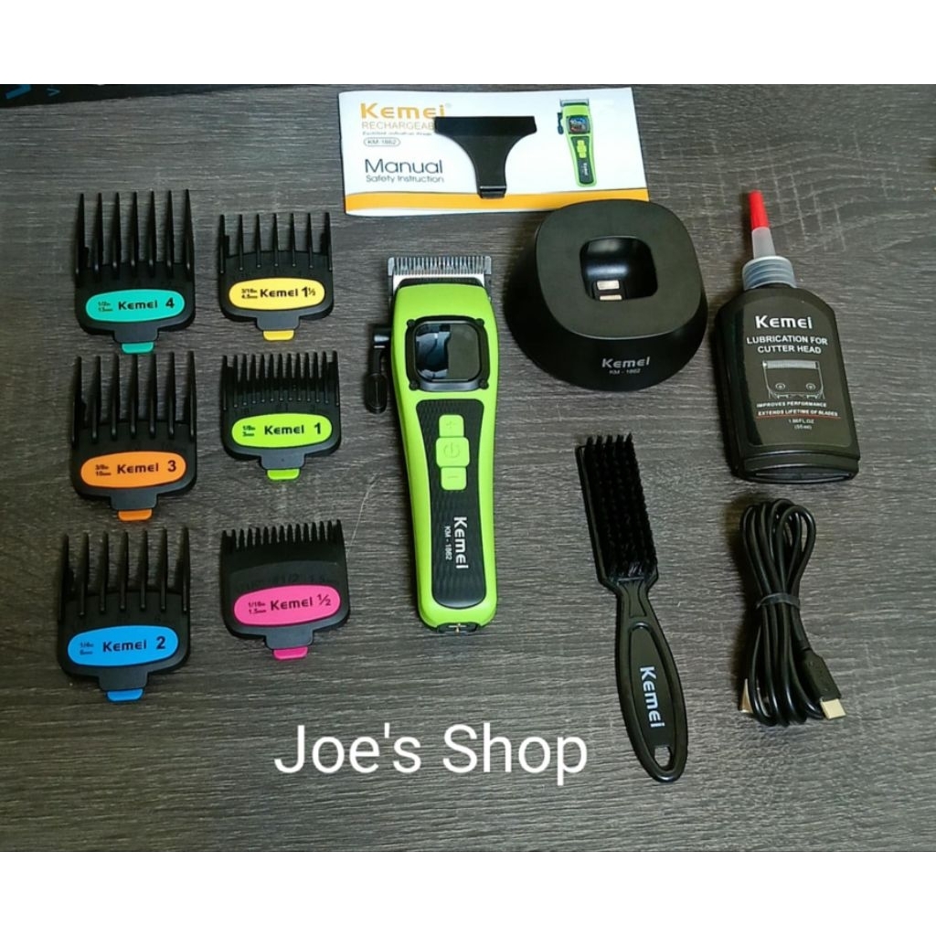 ปัตตาเลี่ยนตัดผมkemei-1862ลับคมให้พร้อมใช้งานเครื่องแรง7,000 - 9,000 รอบสีเขียวดำ-ปรับความแรงได้ 5 ร