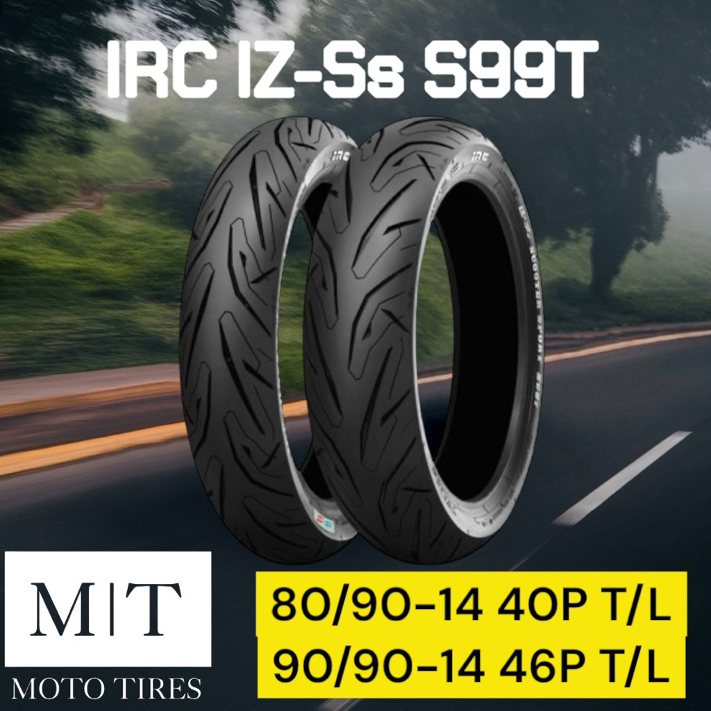 IRC IZ-Ss S99T 80/90-14, 90/90-14 ไม่ใช้ยางใน สำหรับรถจักรยานยนต์ Scoopy-i Click125 Fino