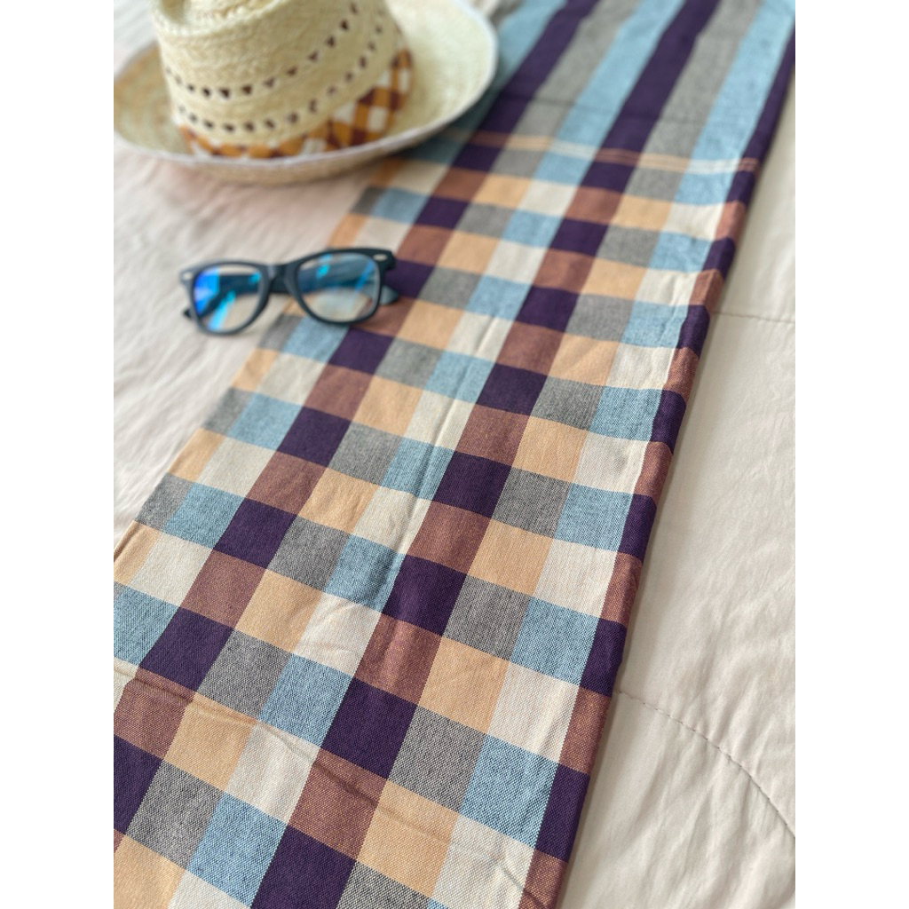 ผ้าขาวม้าผ้าฝ้าย100% ผ้าหมักโคลน สีดำน้ำตาล 1 ผืน ขนาด 100x200 ซม.