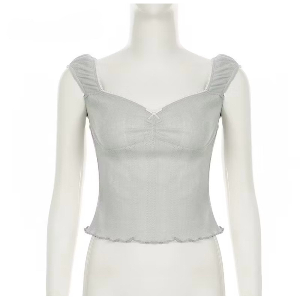 McKenzie Top | เสื้อกล้ามท็อปส์ ดีเทลเว้าอก แขนจับจีบ