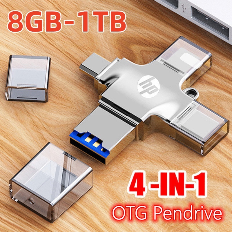 HP แฟลชไดรฟ์ 1TB Flashdrive 4 in 1 OTG USB แฟลชไดร์ฟ Type c otg iphone otg Android otg type c แฟลชไดร์ฟ 3.0